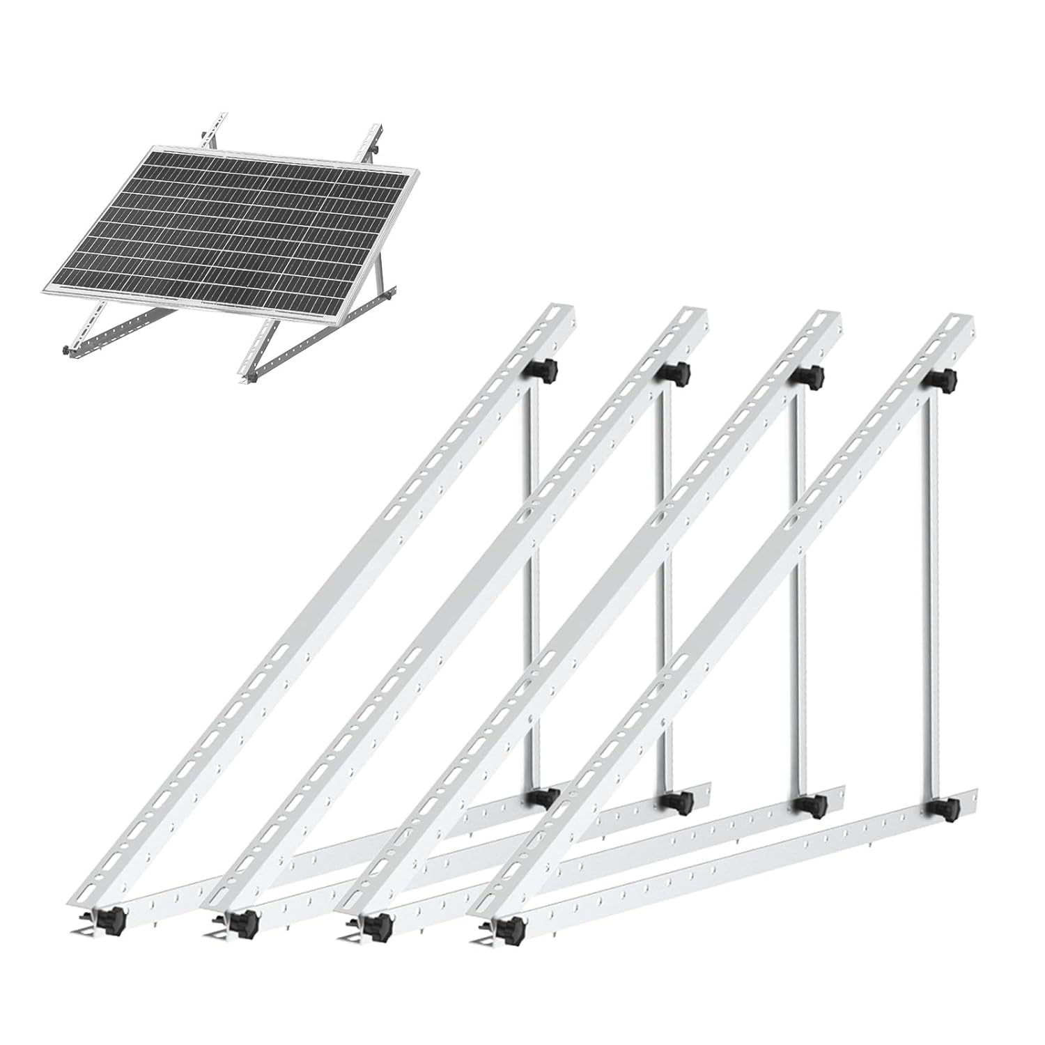 Balkonkraftwerk Halterung für Solarpanel Aufständerung bis 118 cm Flachdach PV Solarmodul | Verstellbar 0-90° (B2B)