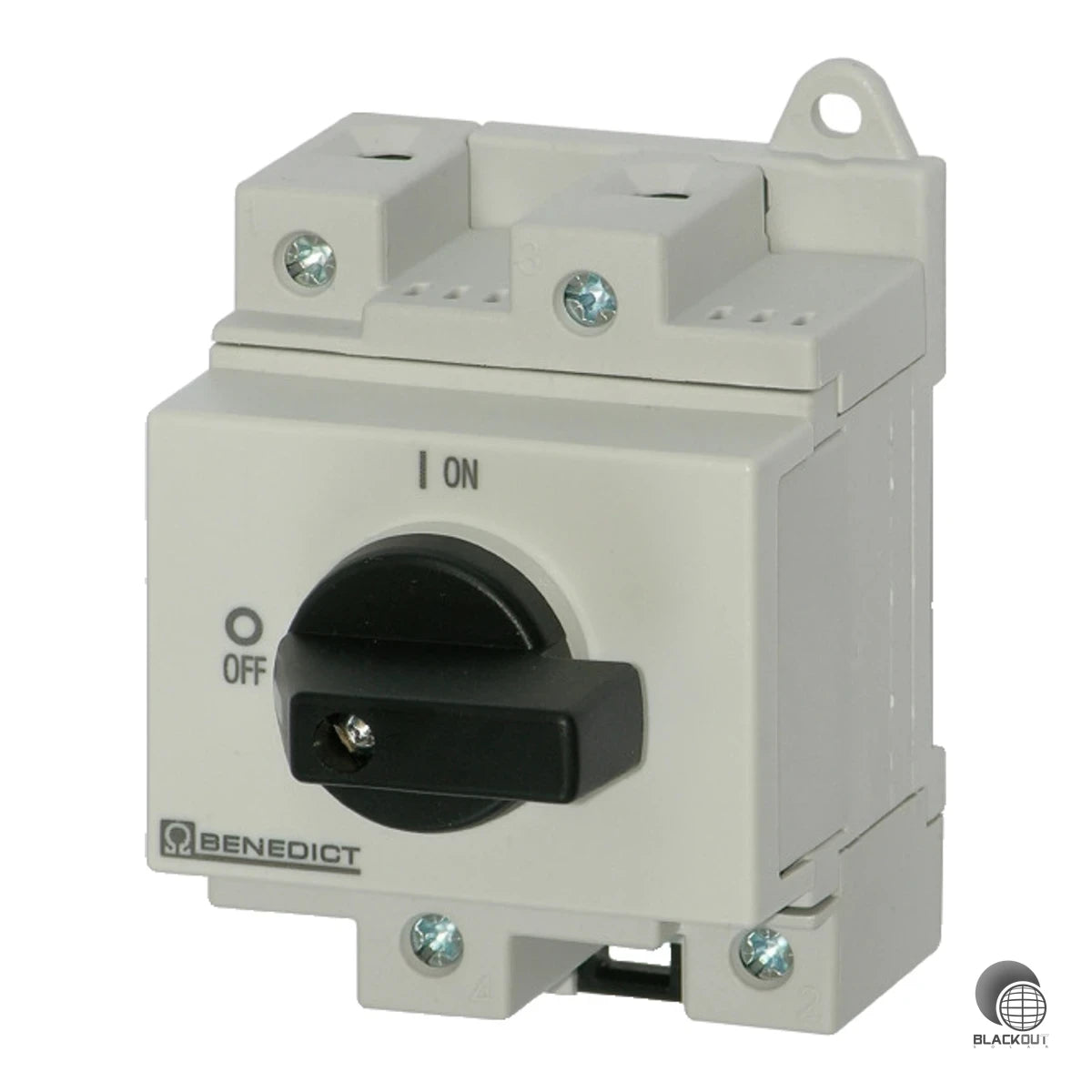 2-poliger DC-Lasttrennschalter für den Reiheneinbau mit 16 A Bemessungsdauerstrom und einer Betriebsspannung bis 1000 V DC – konzipiert als Hauptschalter für Photovoltaikanlagen.