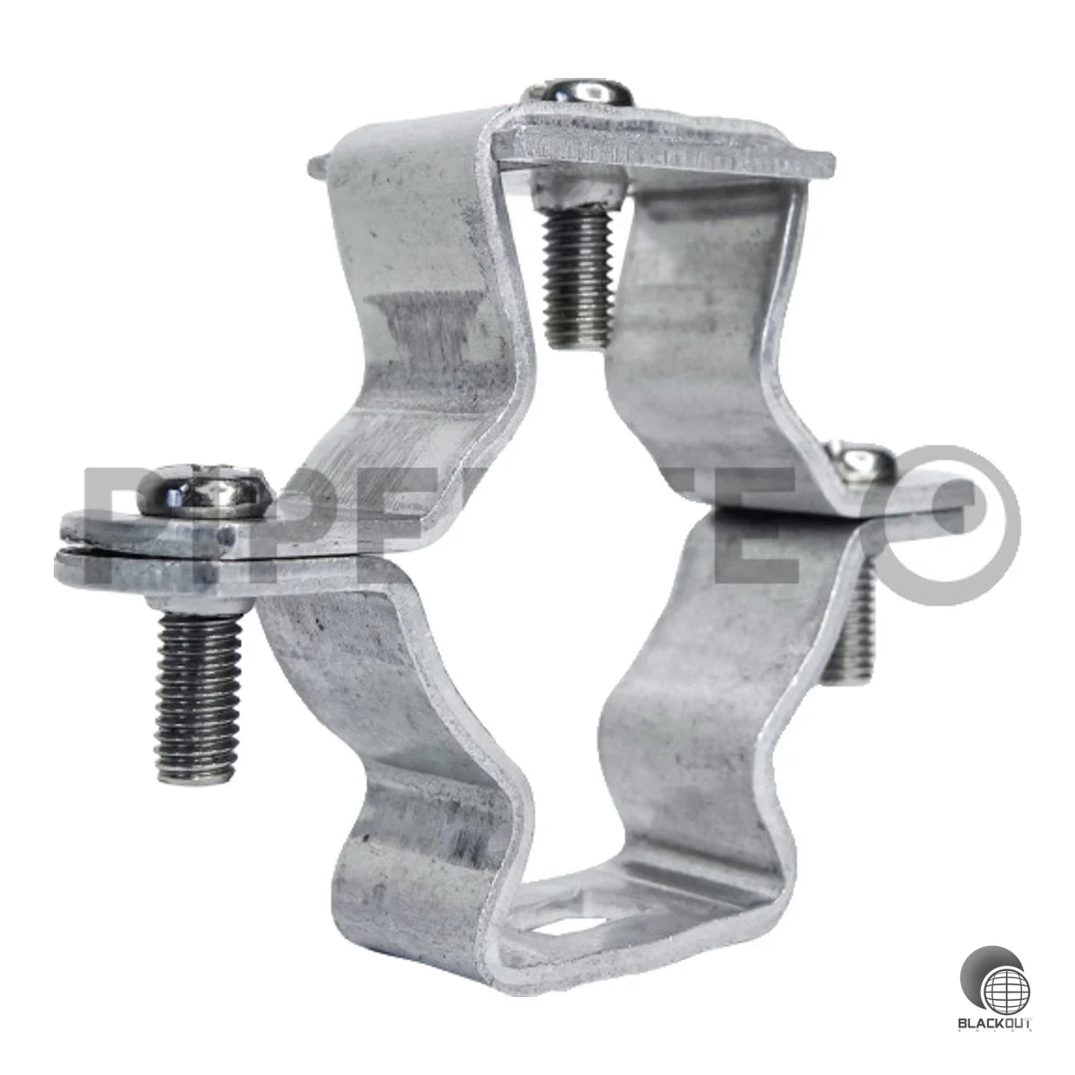 Geschlossene Aluminium-Rohrschelle für 25-mm-Rohre mit integrierter Erdungsklemme für den Potentialausgleich. Montage an Wand und Decke über Langloch, Befestigungsschrauben aus Edelstahl.