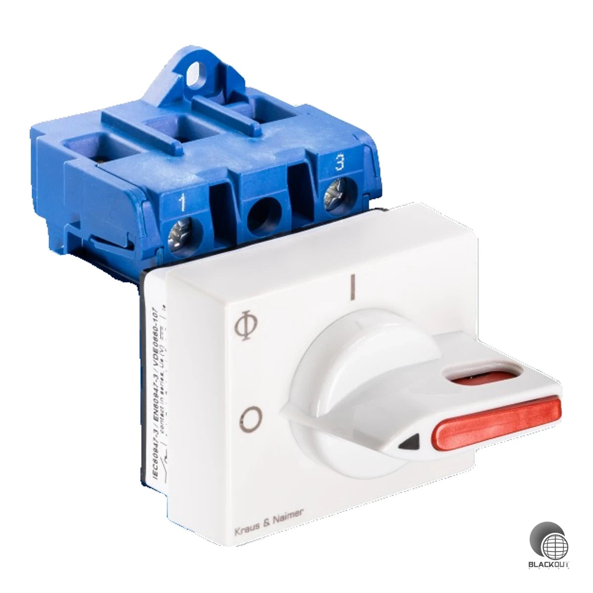 2-poliger DC-Lasttrennschalter für Photovoltaikanlagen mit 50 A Nennstrom und bis zu 1000 V DC Bemessungsisolationsspannung – normkonform nach IEC/EN 60947-3 und für Hutschienenmontage ausgelegt.