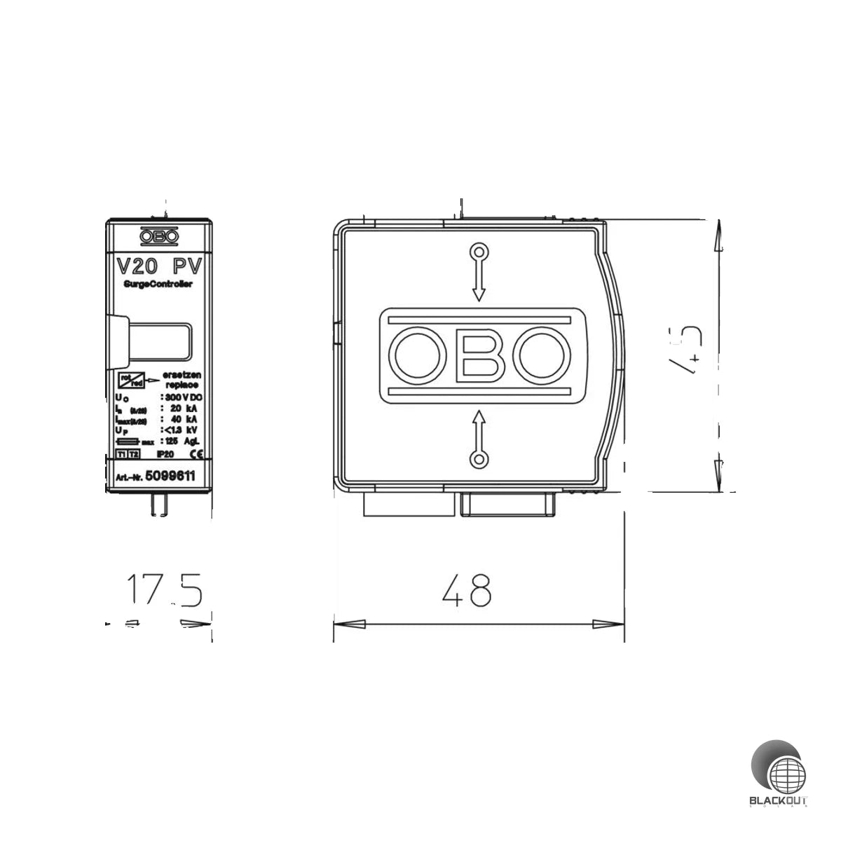 OBO Bettermann SurgeController V20 Überspannungsableiter PV 300V DC