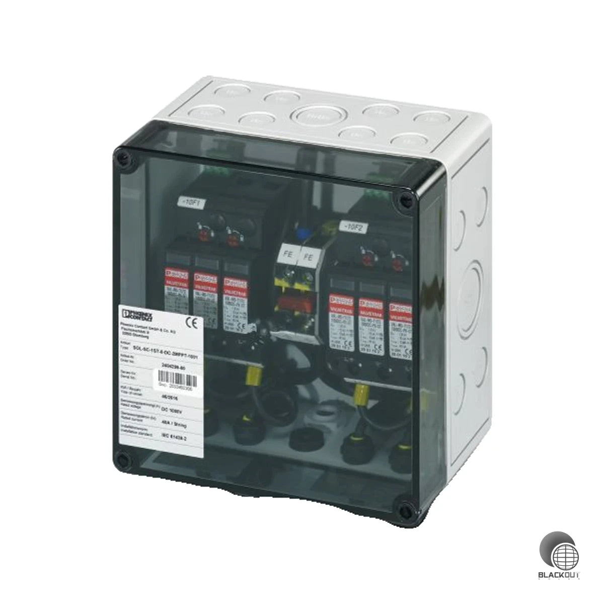 Kompakter DC-Generatoranschlusskasten mit kombiniertem Überspannungsschutz Typ 1/2 für 1 String und 2 MPP-Tracker — schützt die gesamte PV-Anlage zuverlässig vor Blitz- und Überspannungsschäden.