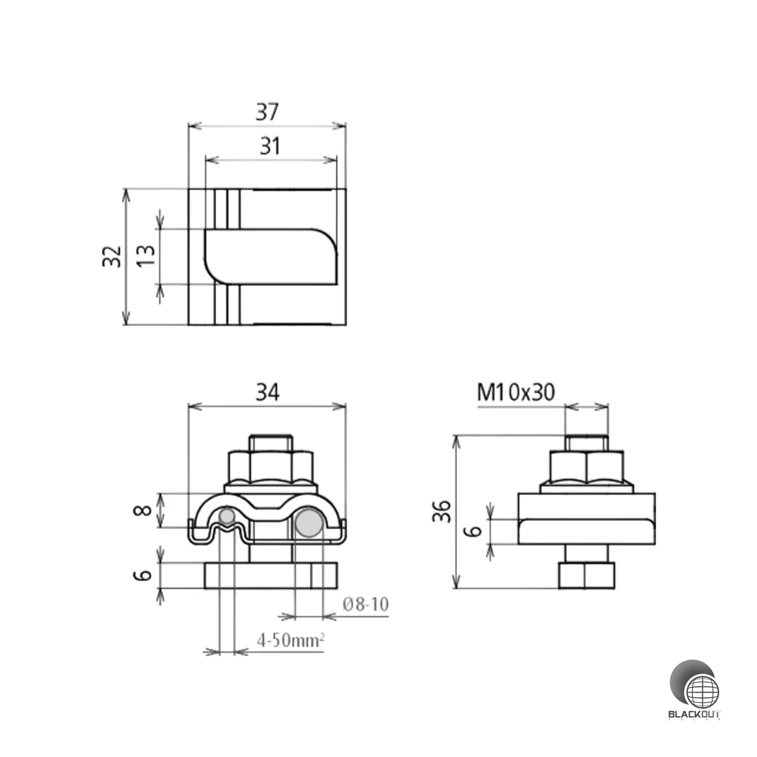 Dehn UEK 8.10 AQ4 50 Uni-Erdungsklemme NIRO M10 Hammerkopf