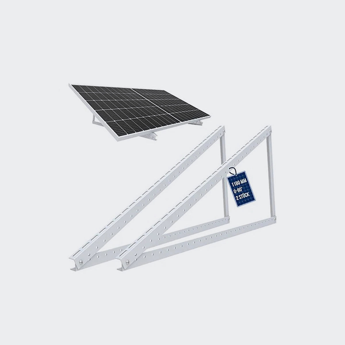 Balkonkraftwerk Halterung für Solarpanel Aufständerung bis 118 cm Flachdach PV Solarmodul | Verstellbar 0-90° (B2B)