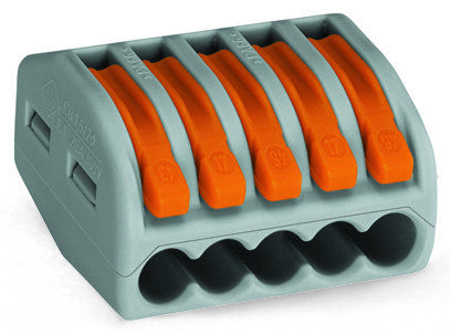 WAGO 5-Leiter-Klemme grau Bedienhebel 0,08 - 2,5mm²'e' 0,8-4mm²'f'