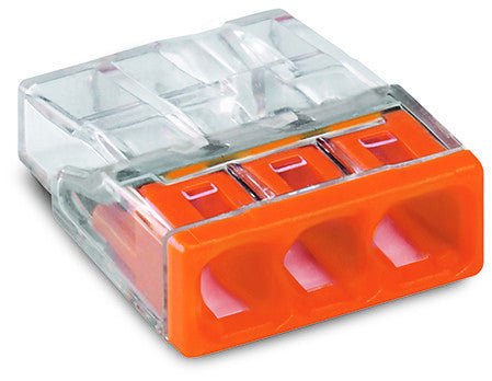 WAGO 3-Leiter-Klemme, transparent/orange 0,5-2,5mm²