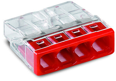 WAGO 4-Leiter-Klemme, transparent/rot 0,5-2,5mm²