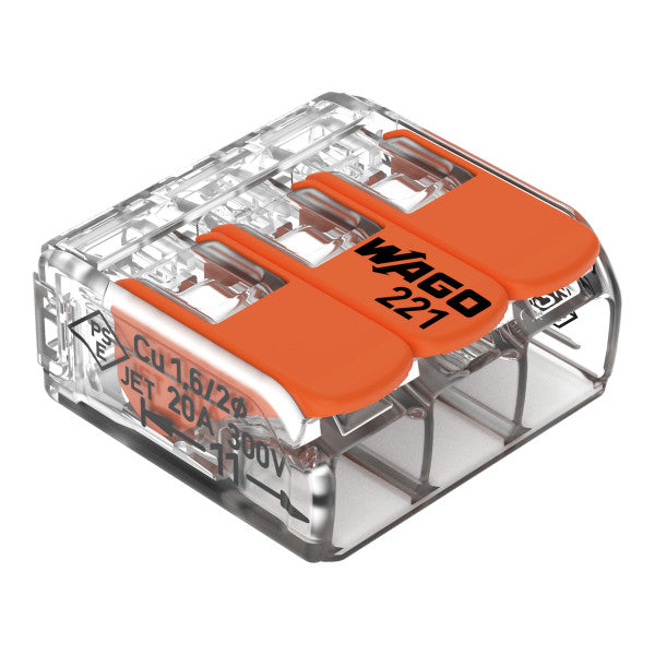 WAGO 3-Leiter-Klemme COMPACT transparent Bedienhebel 0,14-4mm²