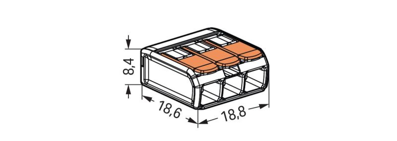 WAGO 3-Leiter-Klemme COMPACT transparent Bedienhebel 0,14-4mm²