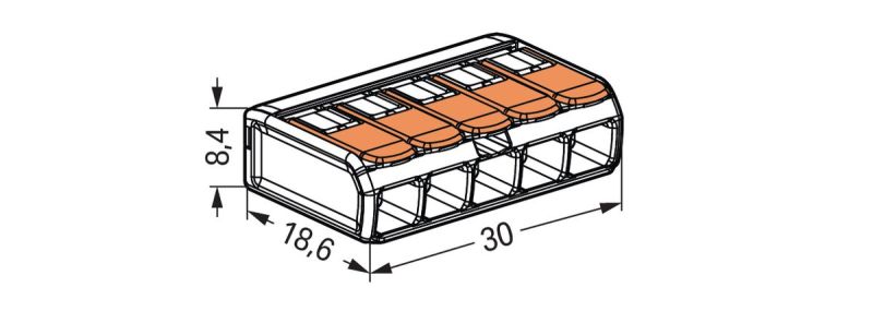 WAGO 5-Leiter-Klemme COMPACT transparent Bedienhebel 0,14-4mm²