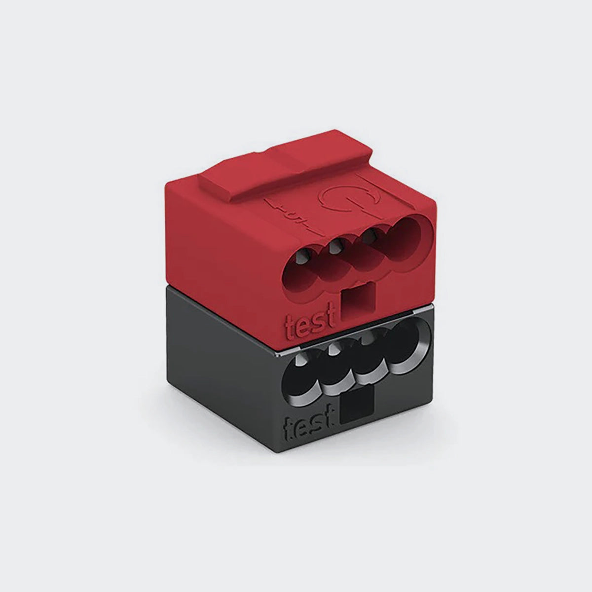 WAGO 4-Leiter-Buchsenklemme, PUSH WIRE®, Ø 0,8mm, dunkelgrau/rot