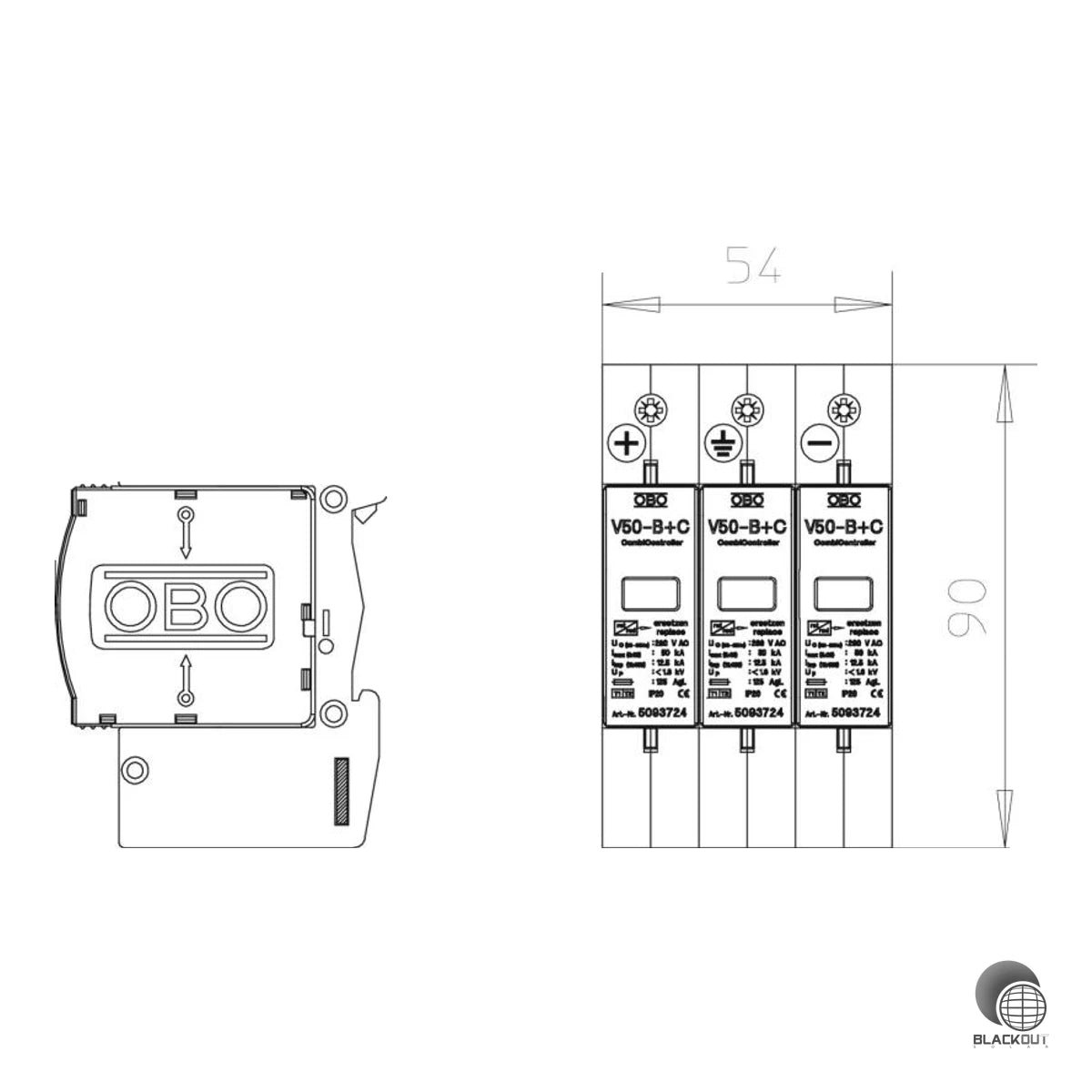 OBO Bettermann V20-C 3-PH Überspannungsableiter 1000V DC PV