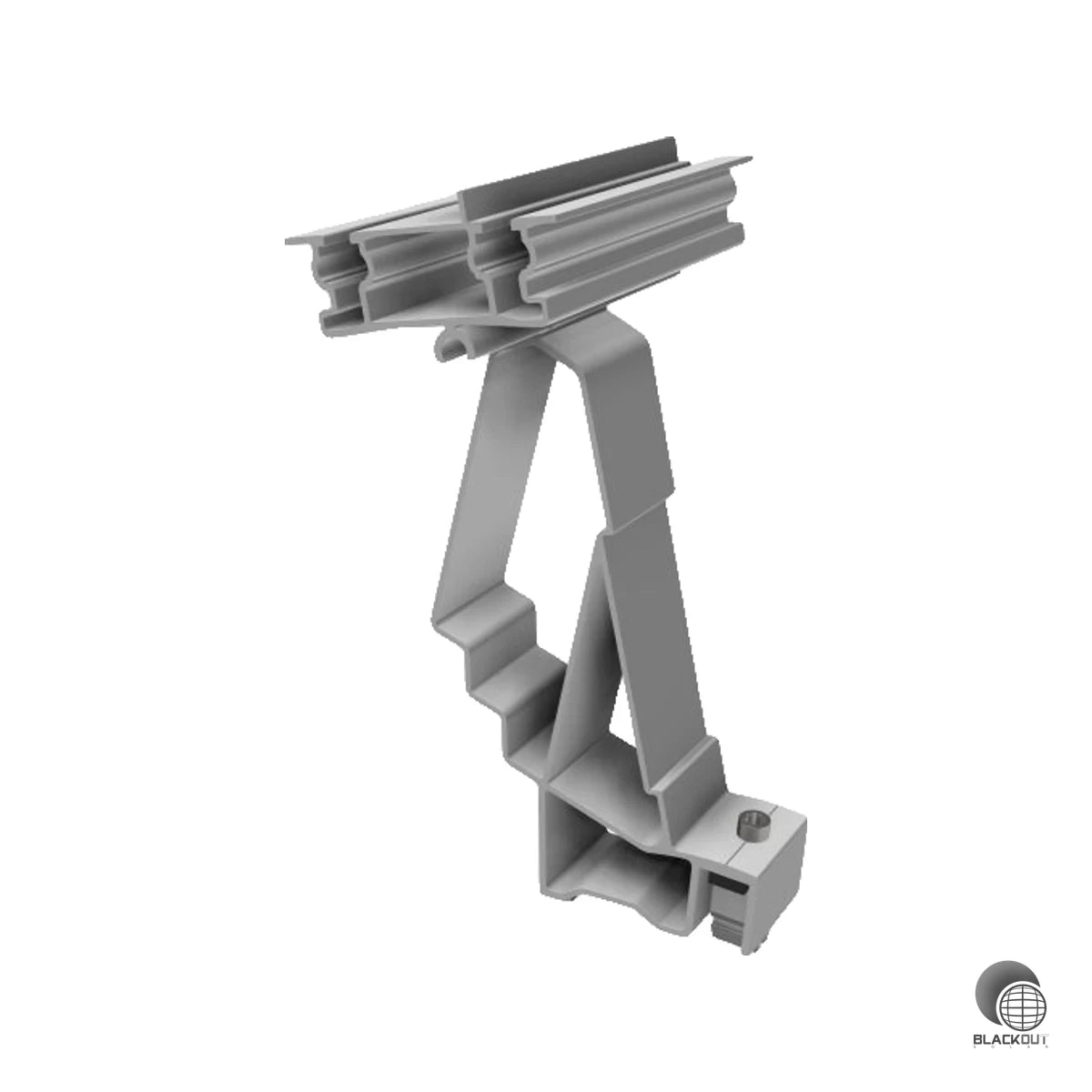 Der SL Rack FLA Halter oben 10° ermöglicht eine schnelle, werkzeugarme Montage von PV-Modulen auf Flachdach-Aufständerungen — kompatibel mit Süd- und Ost-West-Systemen.