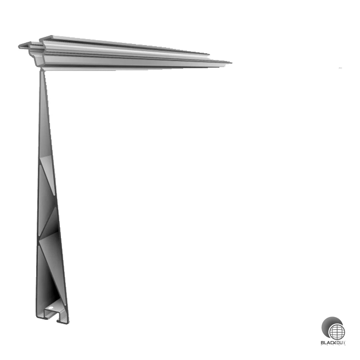 Aluminium-Tragschiene mit 15° Neigung für die optimale Ausrichtung von PV-Modulen auf flach geneigten Dächern. Kompatibel mit Modulklemmen für Rahmenhöhen von 28 bis 45 mm, Länge 4750 mm.