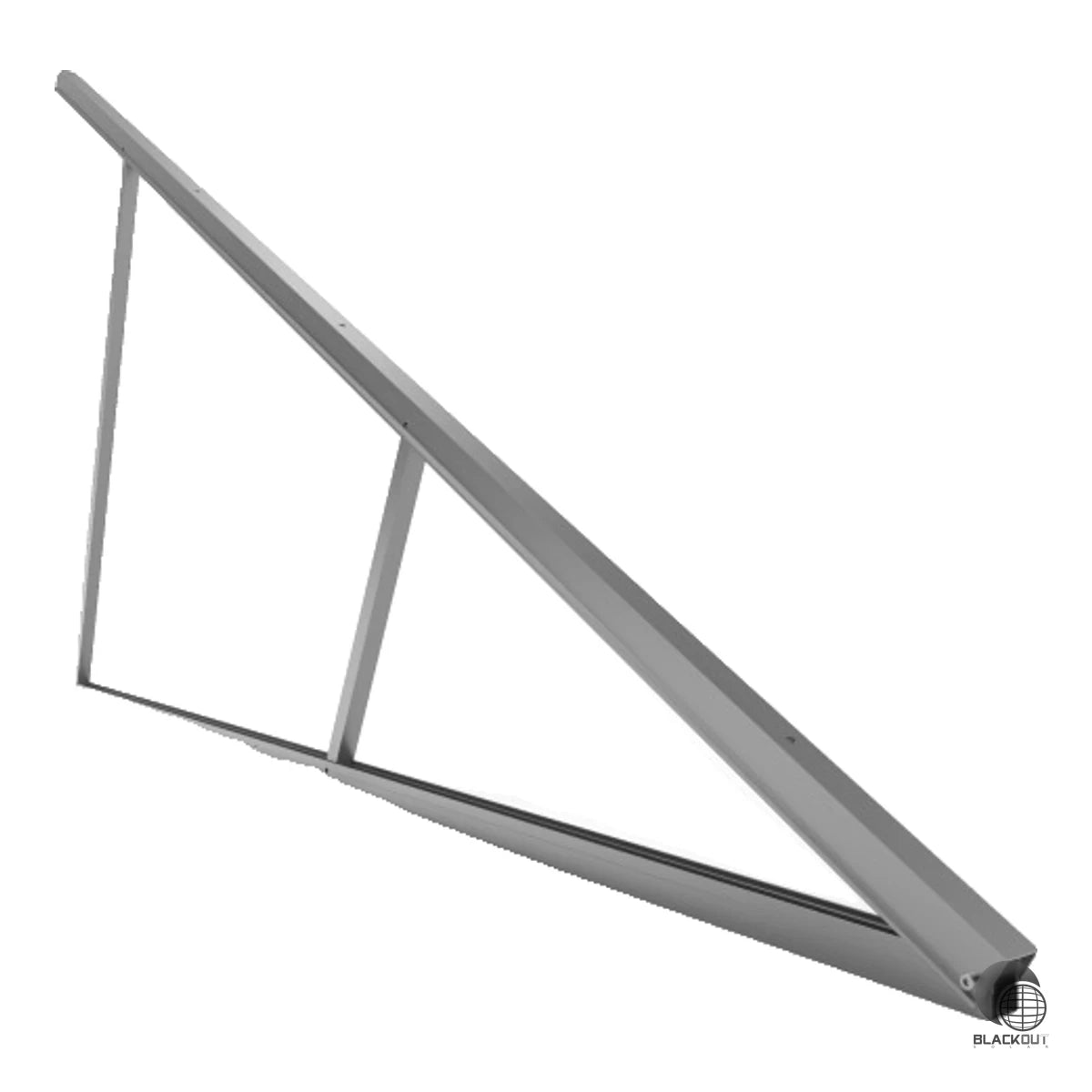 Aluminium-Trägerset für die ballastierte Flachdachmontage von PV-Modulen ohne Dachdurchdringung. Neigungswinkel von 15° bis 30° in 5°-Schritten einstellbar, geeignet für horizontale und vertikale Modulmontage.