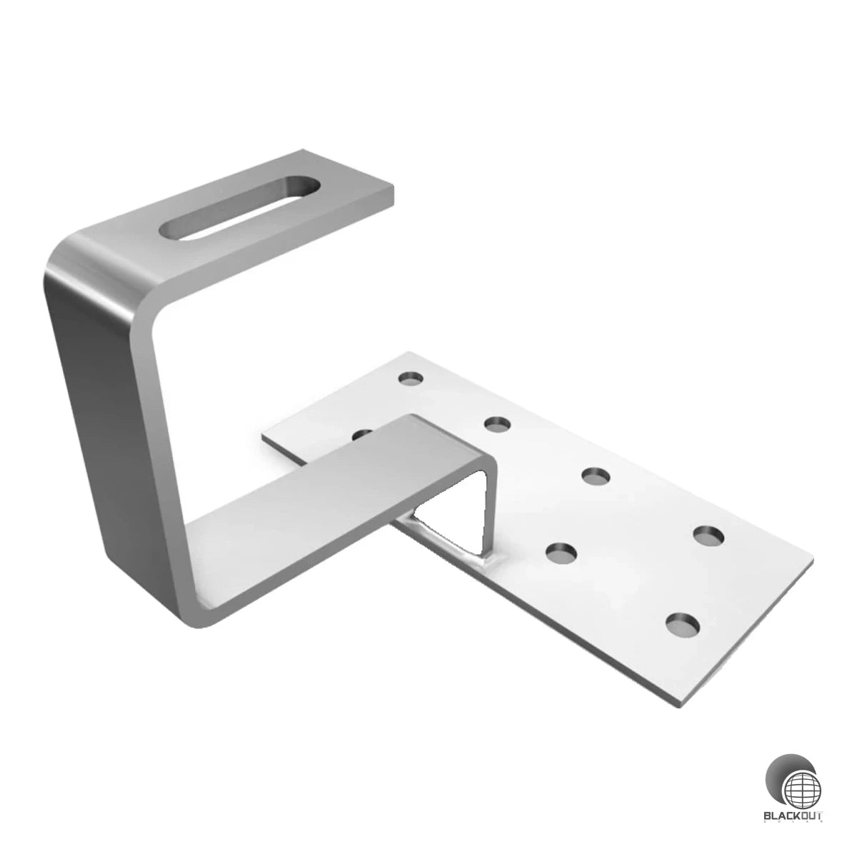 Robuster Edelstahl-Dachhaken für Pfannenziegeldächer zur zuverlässigen Befestigung von K2 SolidRail-Montageschienen. Passgenau für Schrägdächer mit stabiler Grundplatte und verstellbarem Langloch-Bügel.