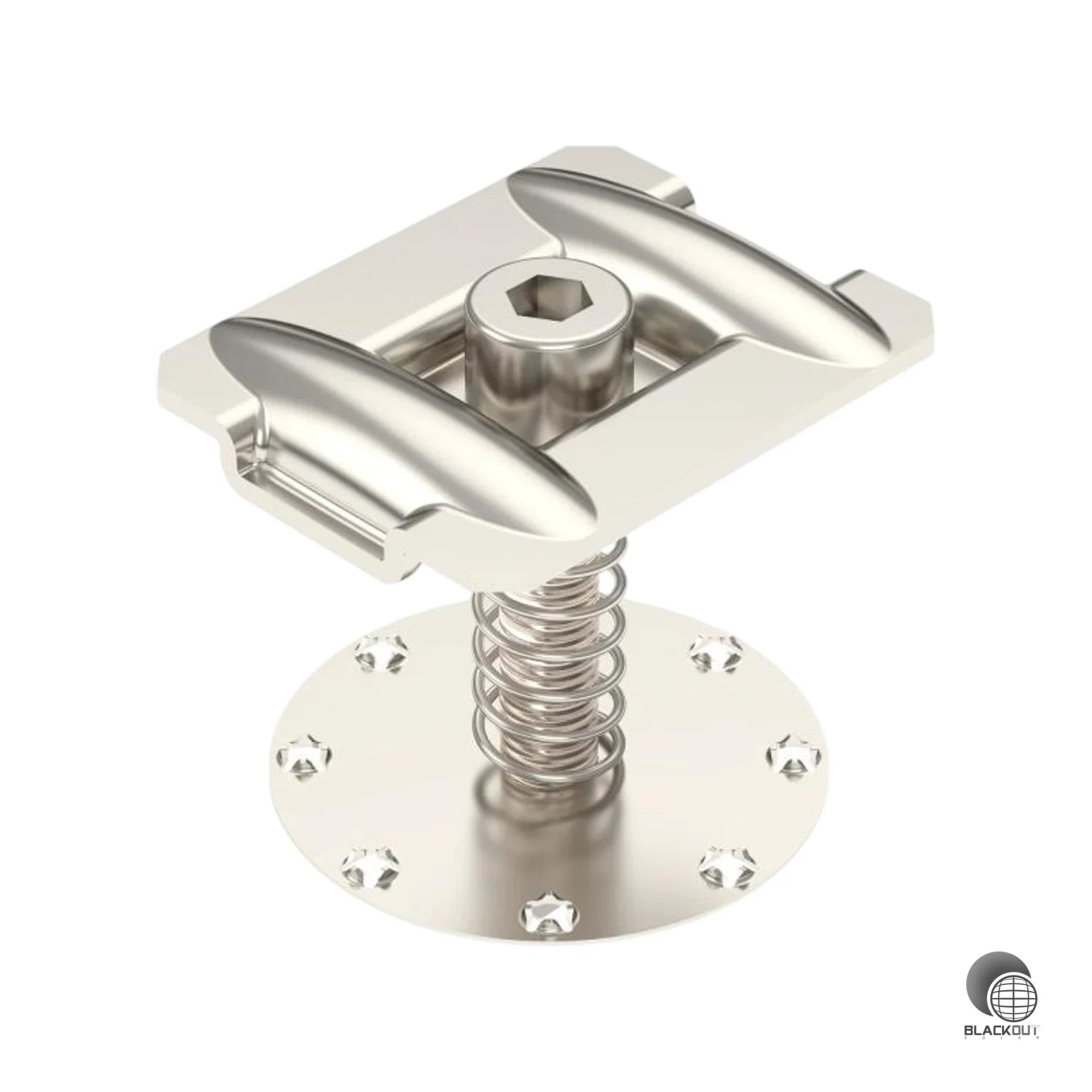 Robuste Mittelklemme aus rostfreiem Stahl zur sicheren Fixierung von PV-Modulen auf Trägerprofilen — mit integrierter Modulerdung und Befestigungsmaterial im Lieferumfang.