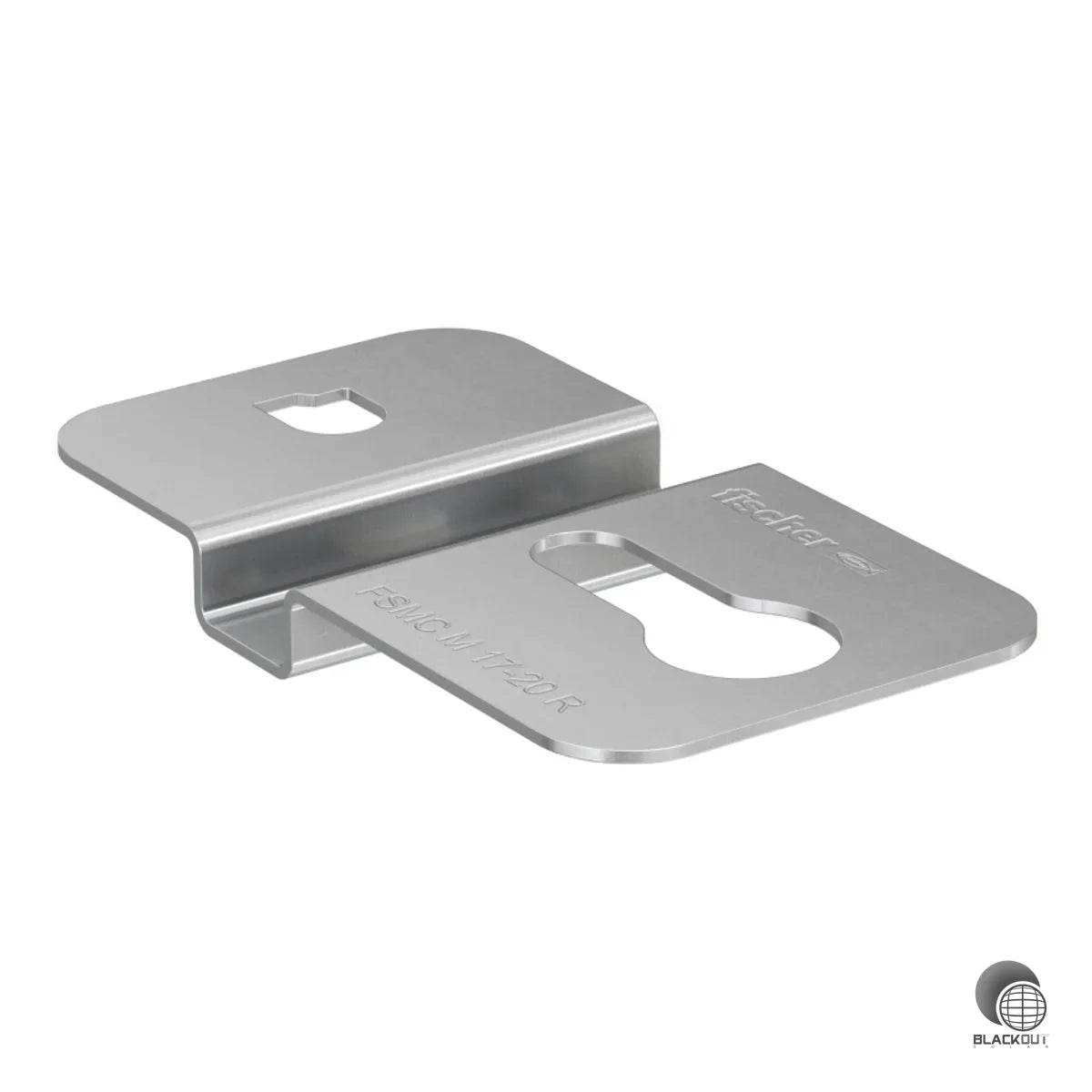 Mittelklemme für die vertikale Fassadenmontage von PV-Modulen mit 17–20 mm Rahmenstärke. Ermöglicht verdeckte, zwängungsfreie Befestigung mit einstellbarer Fugenbreite.