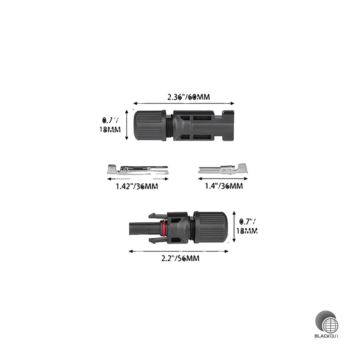 Solarpanel Stecker (PV-Stecker), Männlich/Weiblich 1