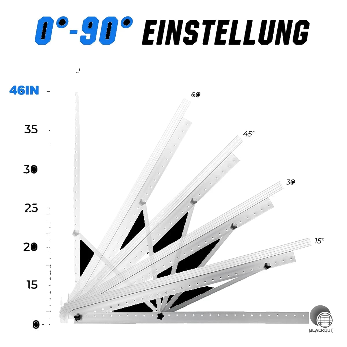 Balkonkraftwerk Halterung für Solarpanel Aufständerung bis 118 cm Flachdach PV Solarmodul | Verstellbar 0-90° (B2B) 2