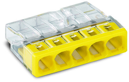 WAGO 5-Leiter-Klemme, transparent/gelb 0,5-2,5mm²