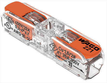 WAGO Durchgangsverbinder mit Hebel max. 4mm² 2-Leiter
