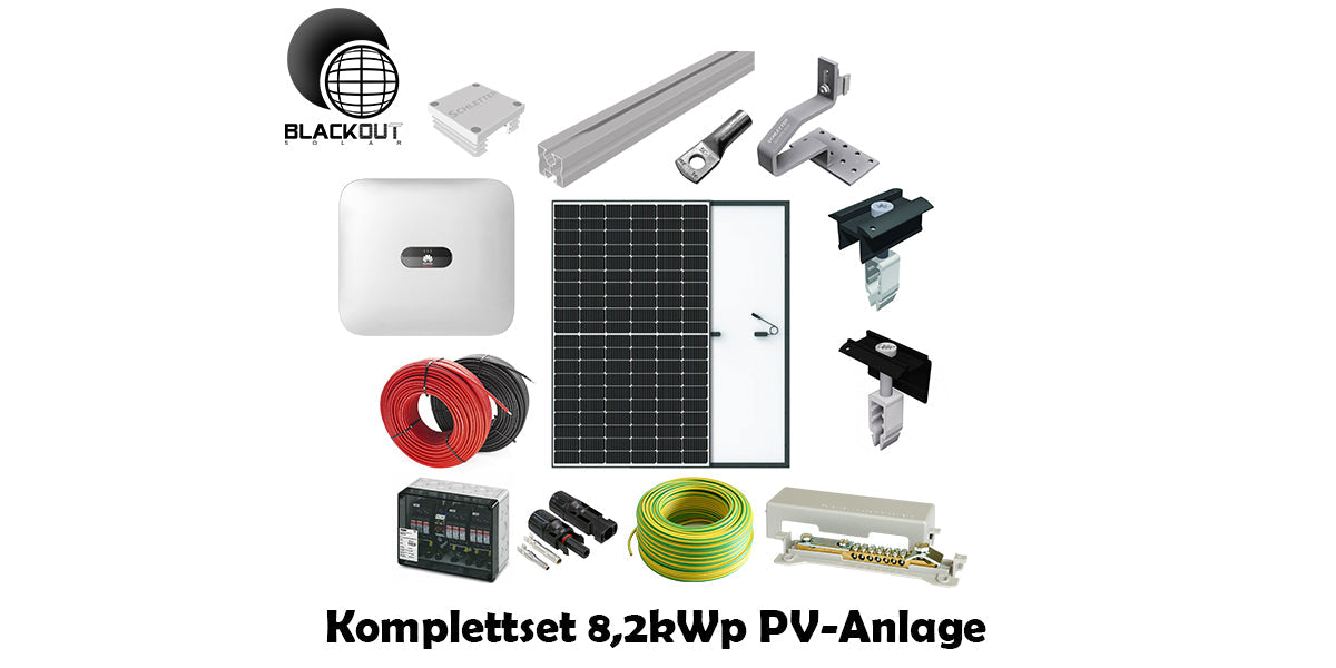 Photovoltaikanlage 8,2 kWp Anlage - Komplettset + Montagematerial